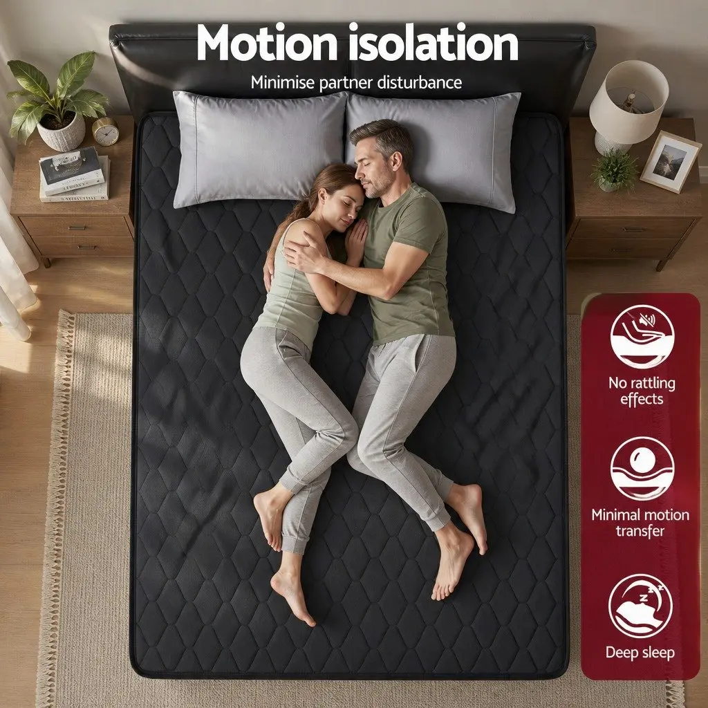 King Size Mattress Black Euro Top 34cm Medium Firm 5-Zone Pocket Spring