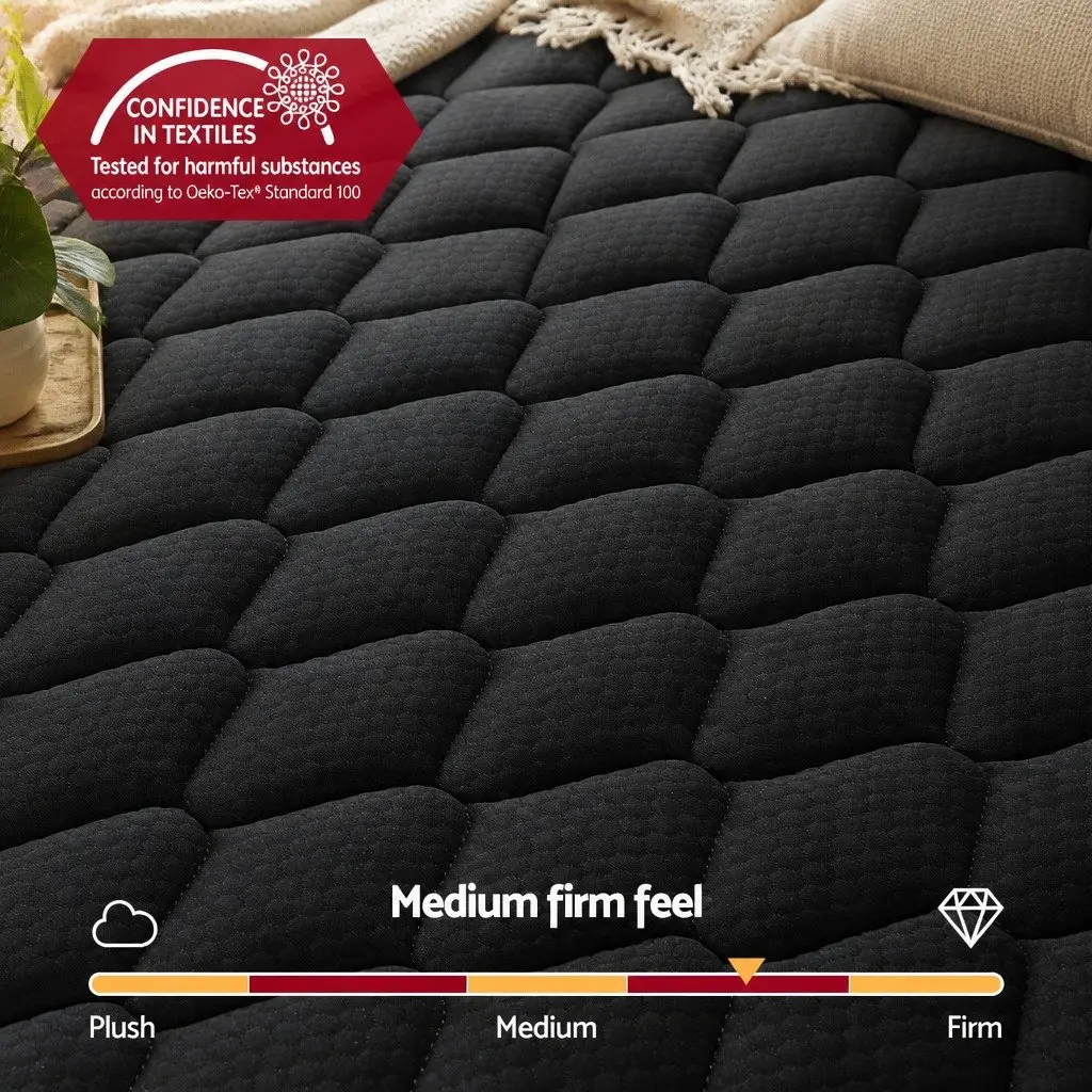 Queen Mattress 34cm Euro Top 5-Zone Pocket Spring Medium Firm Black Bed