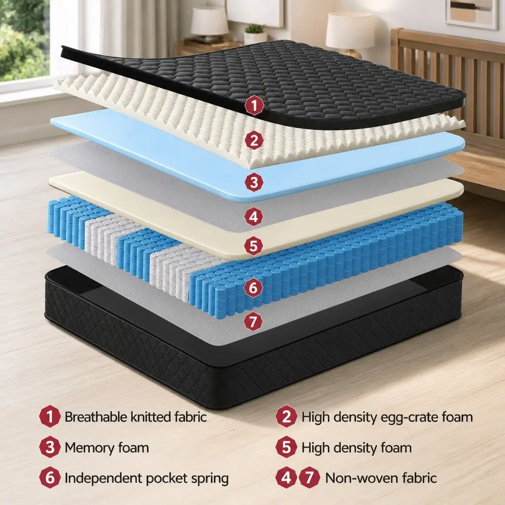 Single Mattress with 5-Zone Pocket Spring System