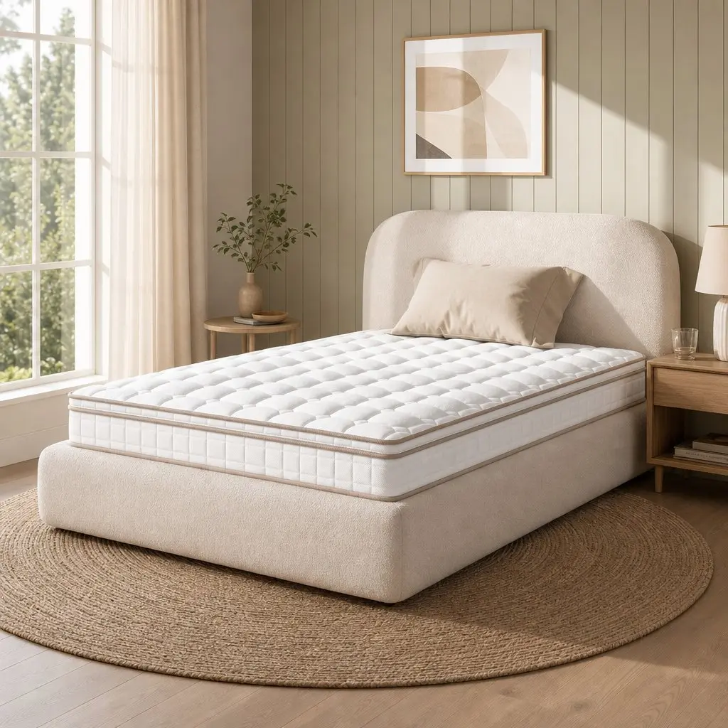 King Single Mattress White 20cm Firm Support Pocket Spring Construction for Bedroom and Guestroom
