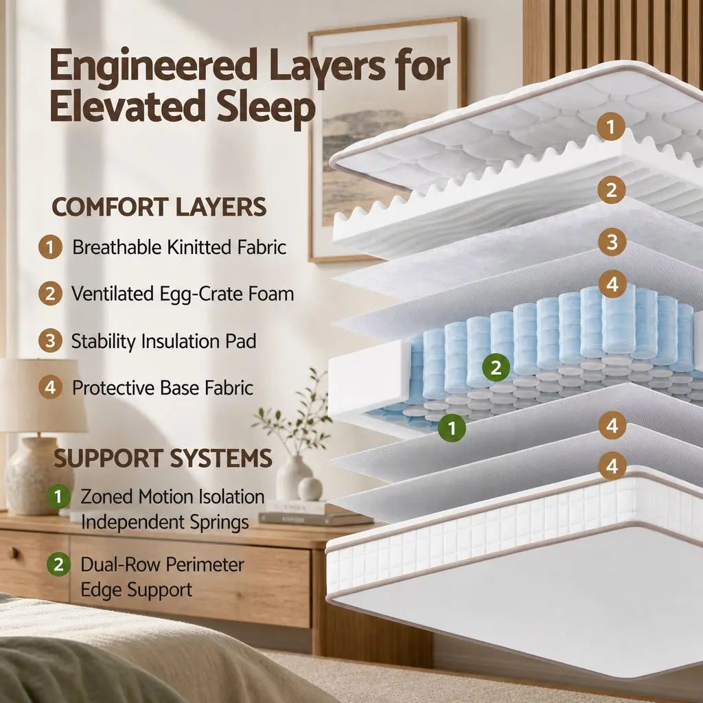 King Single Mattress White 20cm Firm Support Pocket Spring Construction for Bedroom and Guestroom