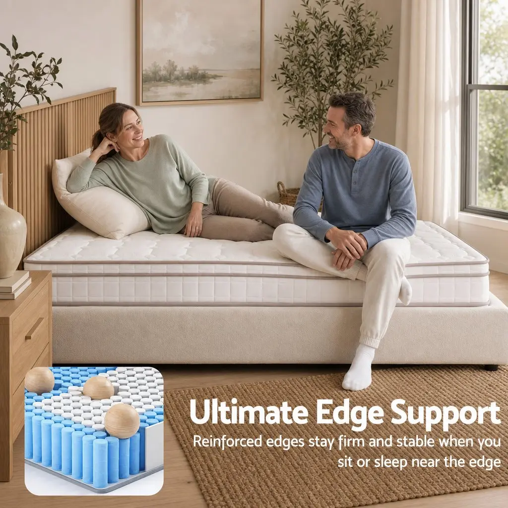 King Single Mattress White 20cm Firm Support Pocket Spring Construction for Bedroom and Guestroom
