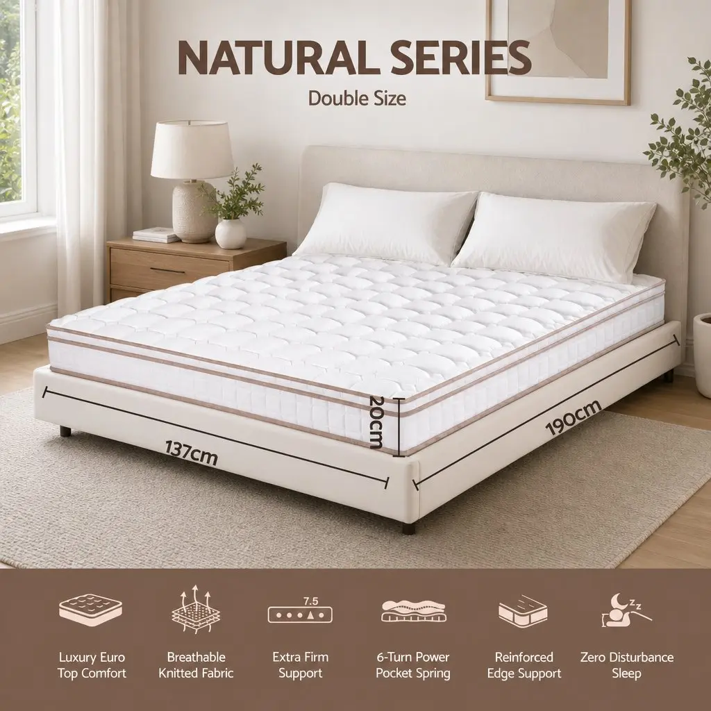 Double Mattress Firm 20cm Pocket Spring Breathable Support