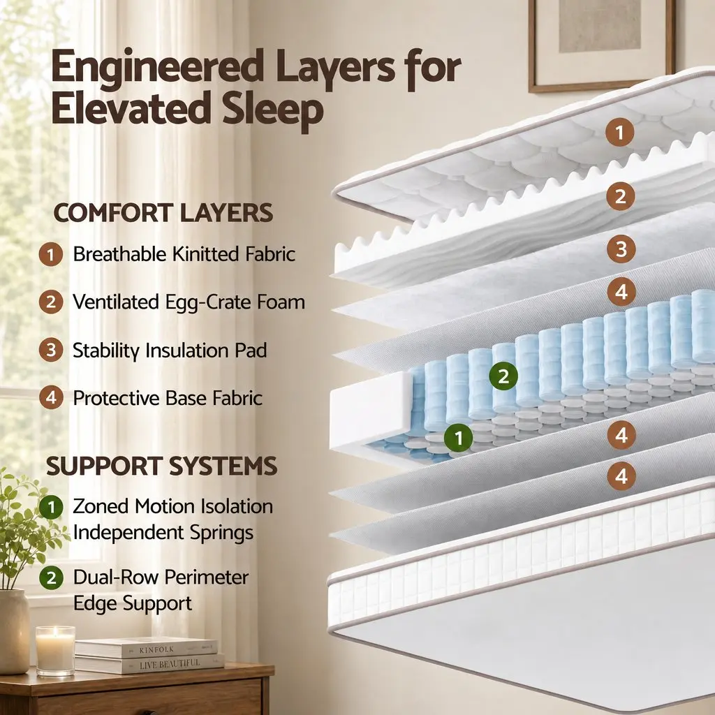 Double Mattress Firm 20cm Pocket Spring Breathable Support