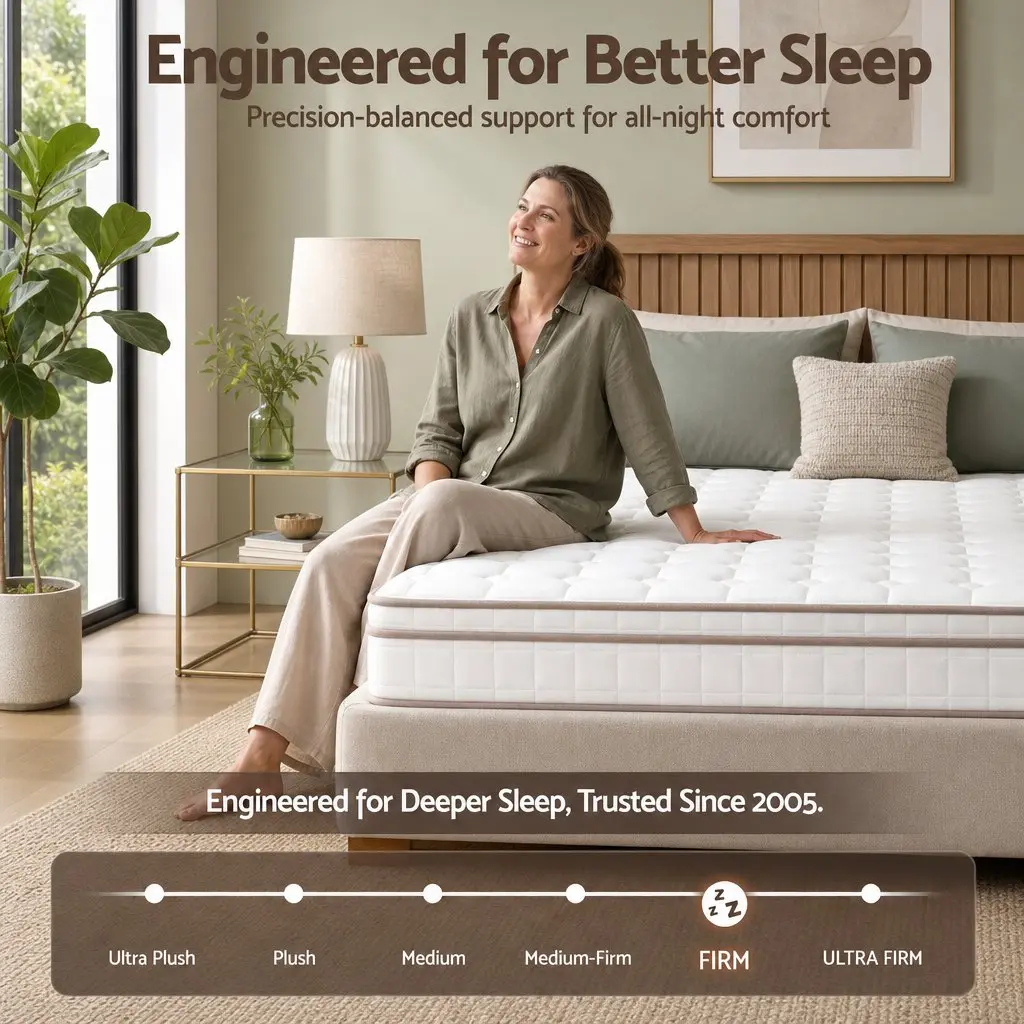 King Size Mattress Firm 20cm Pocket Spring White Breathable Fabric
