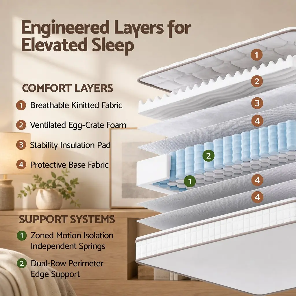 King Size Mattress Firm 20cm Pocket Spring White Breathable Fabric