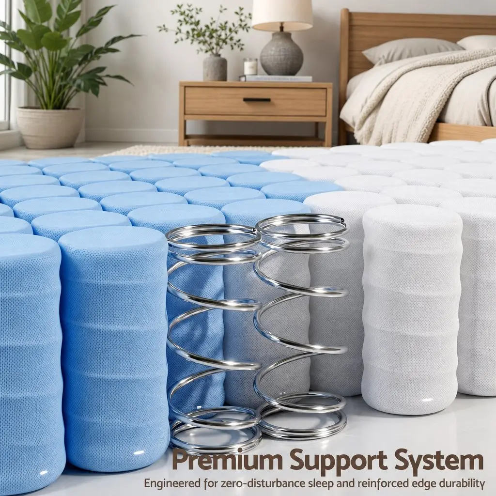 King Size Mattress Firm 20cm Pocket Spring White Breathable Fabric
