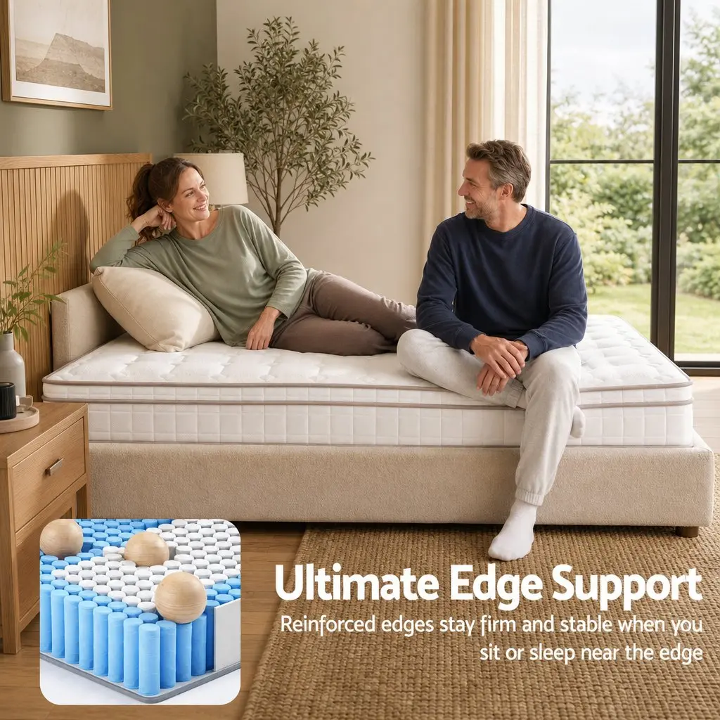 King Size Mattress Firm 20cm Pocket Spring White Breathable Fabric