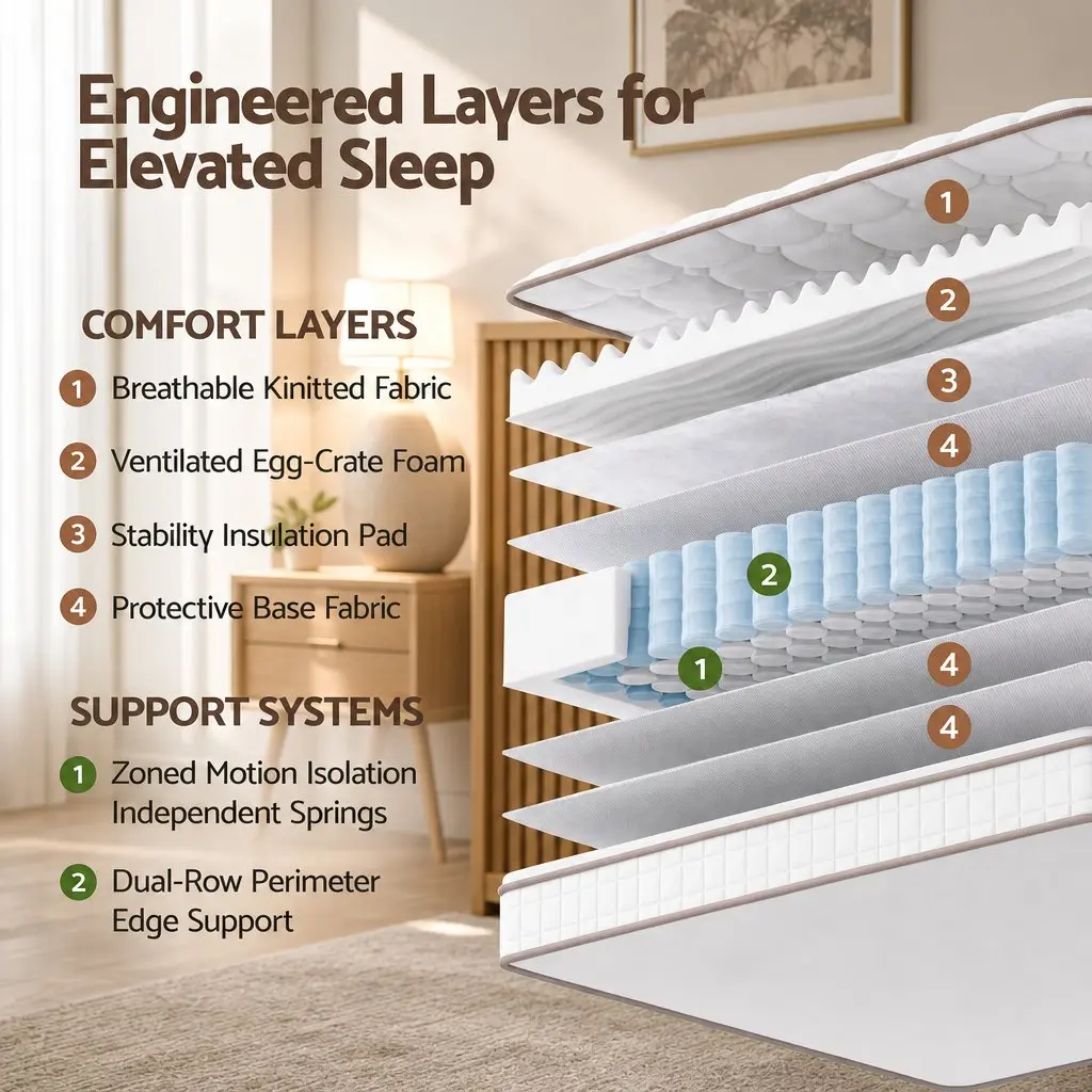 Queen Mattress Firm 20cm Pocket Spring Breathable White