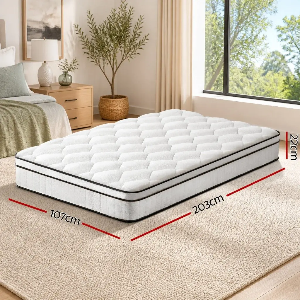 King Single Euro Top Mattress 22cm Medium Firm Velvet