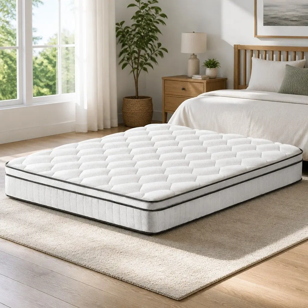 King Size Mattress 22cm Euro Top Medium Firm Pocket Spring White Bed Comfort