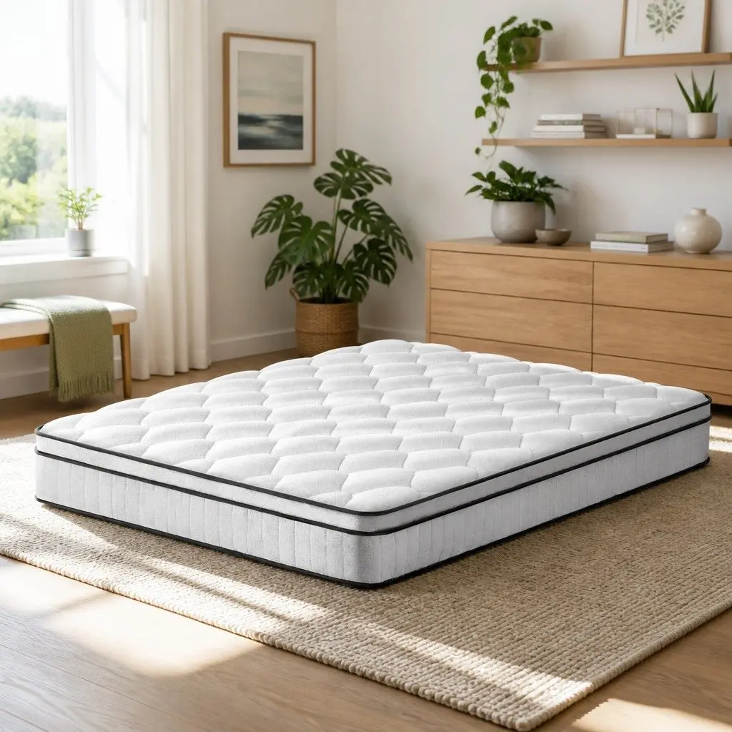Queen Size Mattress 22cm Medium Firm Euro Top Pocket Spring Sleep Bed White