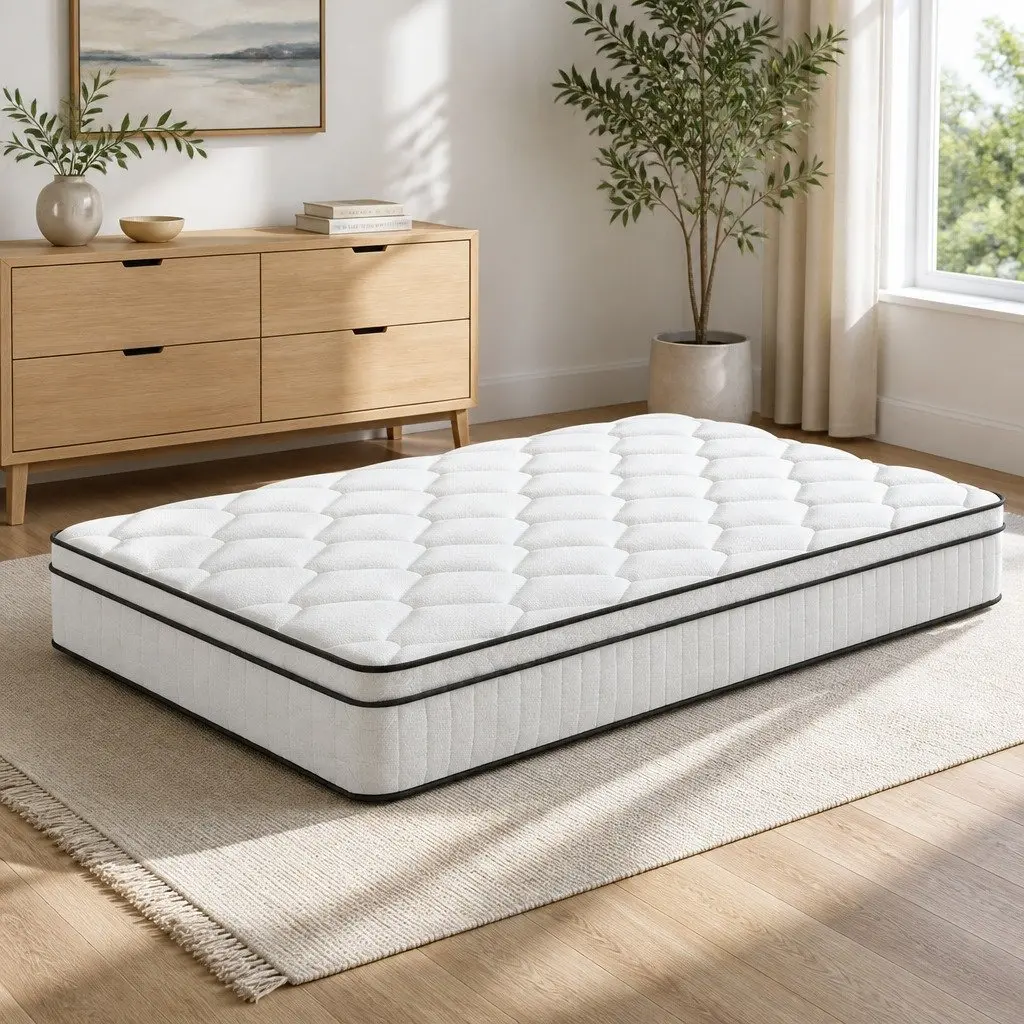 Single Mattress Euro Top 22cm Medium Firm Pocket Spring White Velvet