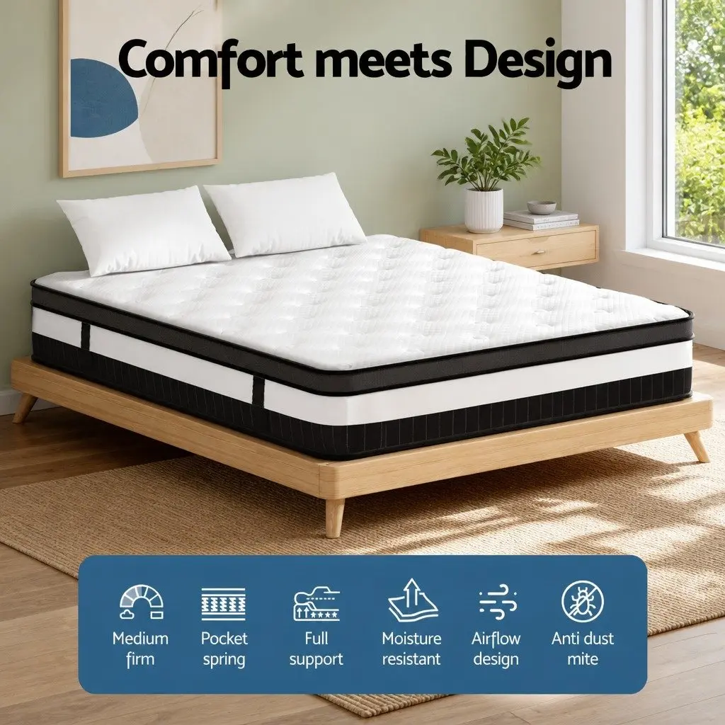 30cm Double Mattress with Medium-Firm Euro Top Support