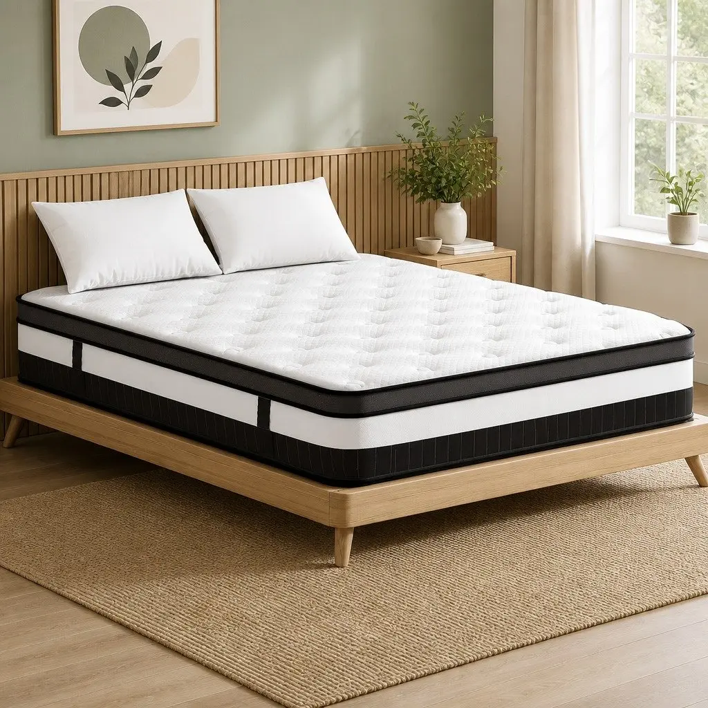 Queen Size Mattress 30cm Medium Firm Euro Top Pocket Spring White Bed