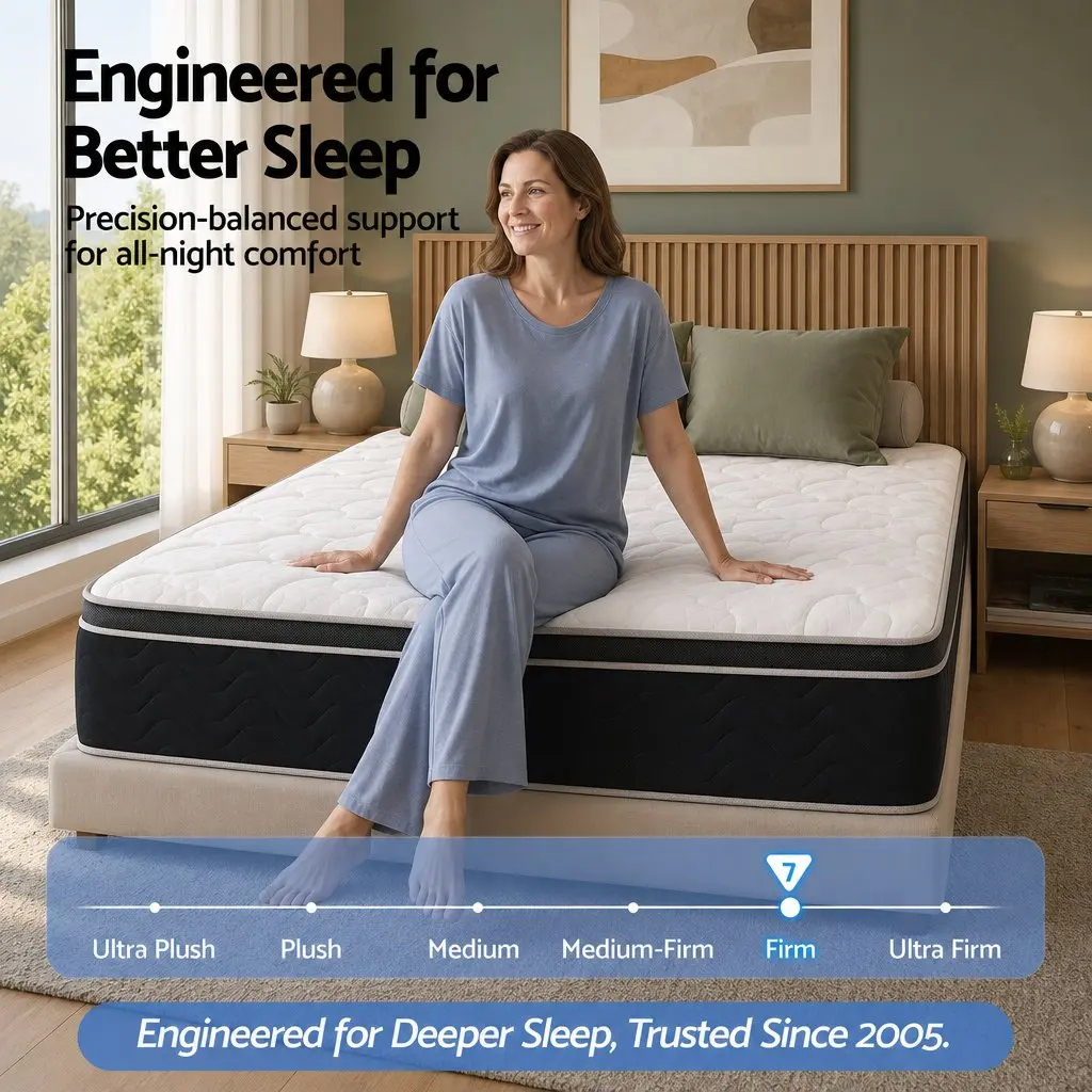 Double Mattress Copper Memory Foam 35cm Firm 7-Zone Pocket Springs Edge Support