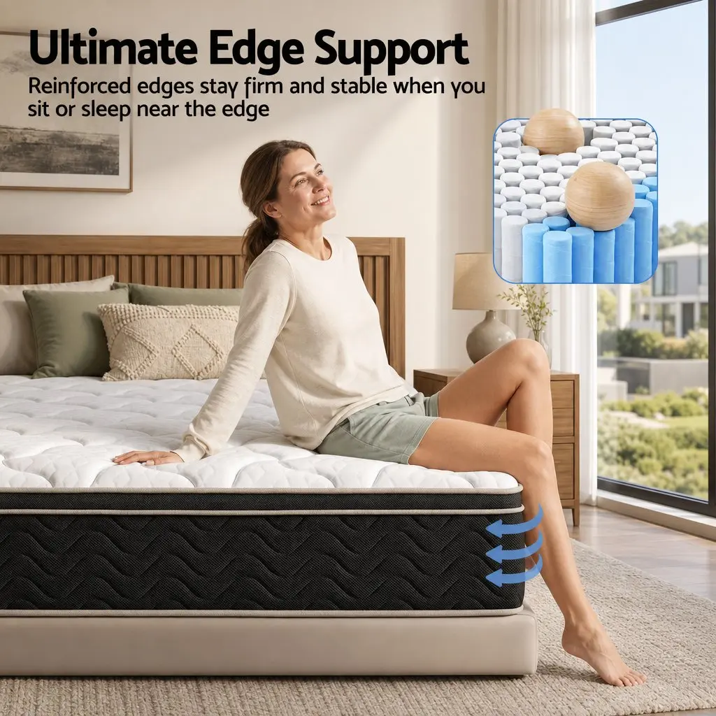 Double Mattress Copper Memory Foam 35cm Firm 7-Zone Pocket Springs Edge Support