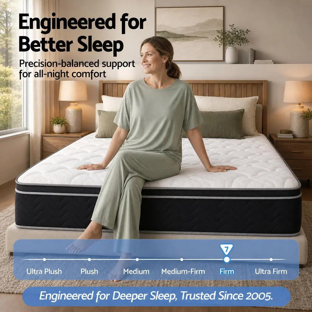 King Size Mattress Firm Copper Infused Memory Foam 35cm Euro Top Pocket Spring