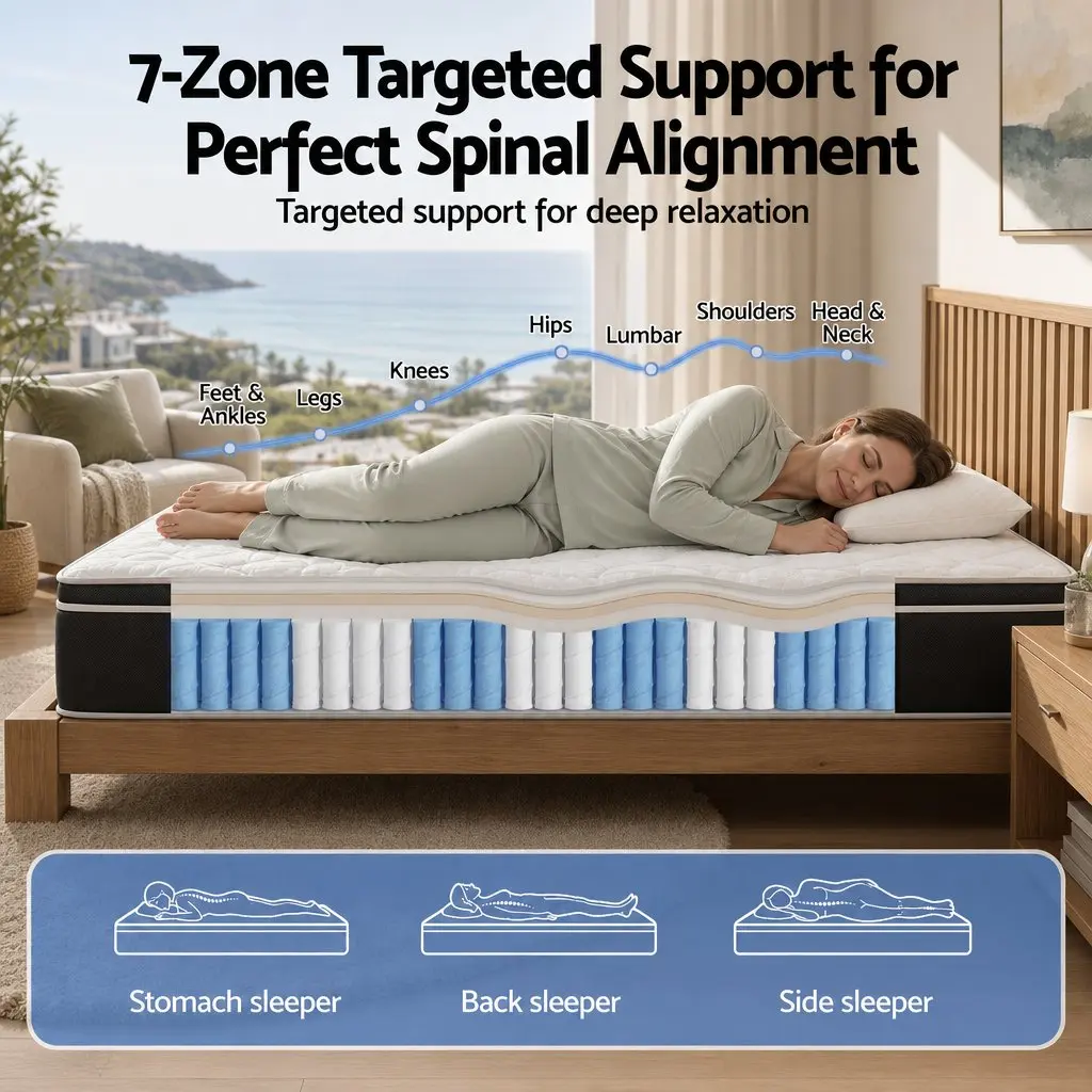 King Size Mattress Firm Copper Infused Memory Foam 35cm Euro Top Pocket Spring