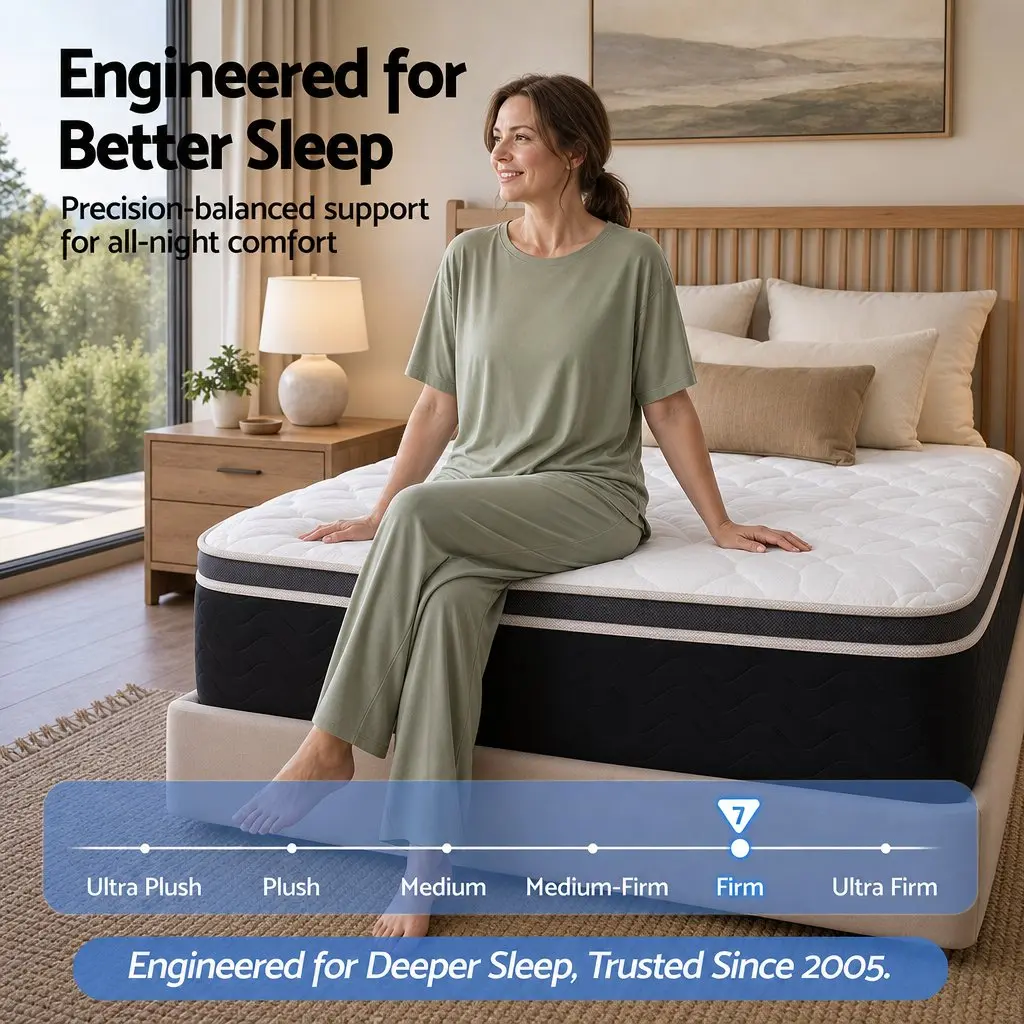 Single Mattress Euro Top 35cm Firm Pocket Spring Copper Memory Foam with Edge Support