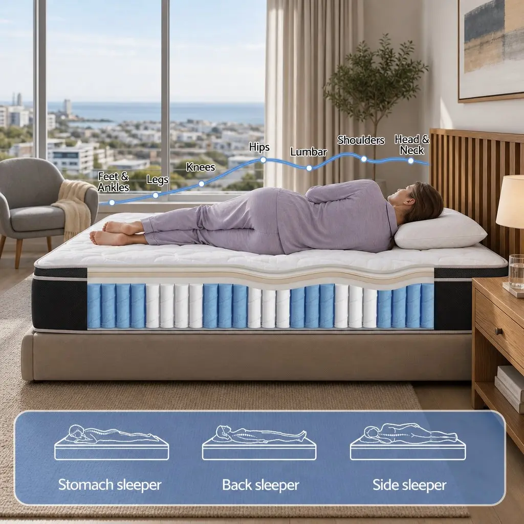 Single Mattress Euro Top 35cm Firm Pocket Spring Copper Memory Foam with Edge Support