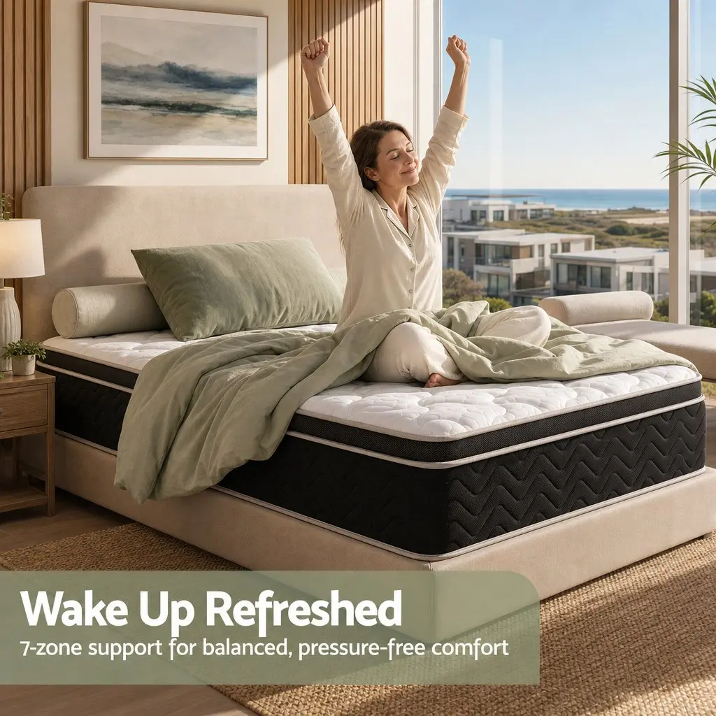 Single Mattress Euro Top 35cm Firm Pocket Spring Copper Memory Foam with Edge Support