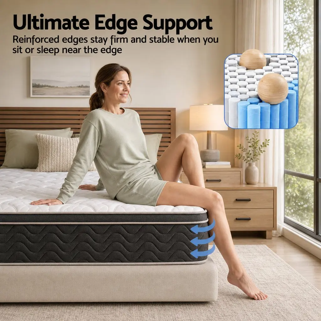 Single Mattress Euro Top 35cm Firm Pocket Spring Copper Memory Foam with Edge Support