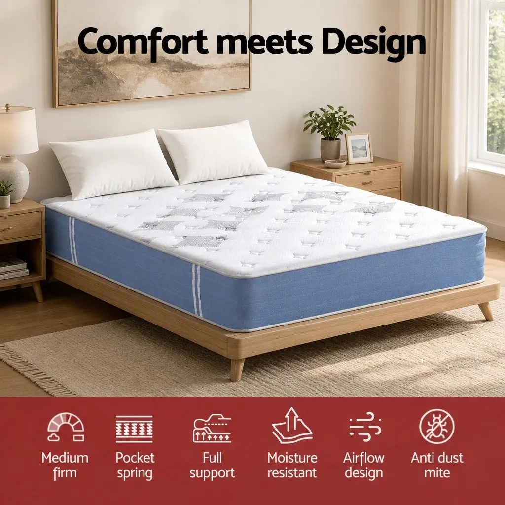 25cm Queen Mattress with Pocket Springs and Euro Top