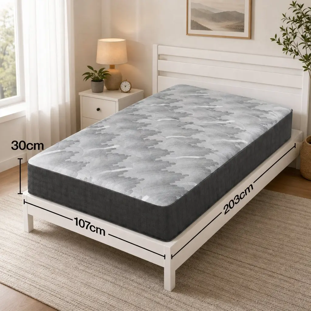King Single Mattress Firm 30cm Pocket Spring 5-Zone Support Breathable Knitted Fabric