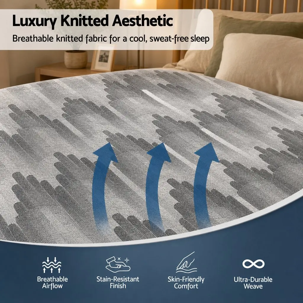 King Single Mattress Firm 30cm Pocket Spring 5-Zone Support Breathable Knitted Fabric