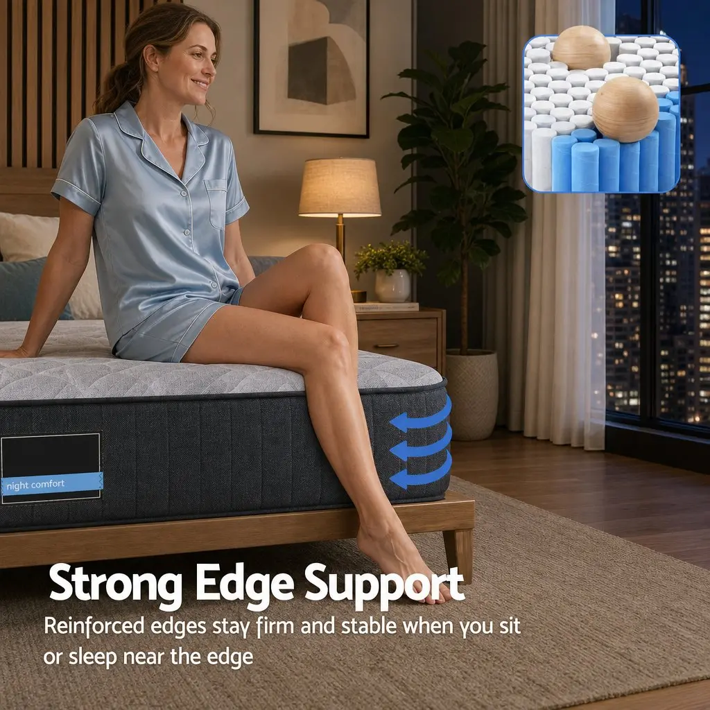 King Single Mattress Firm 30cm Pocket Spring 5-Zone Support Breathable Knitted Fabric