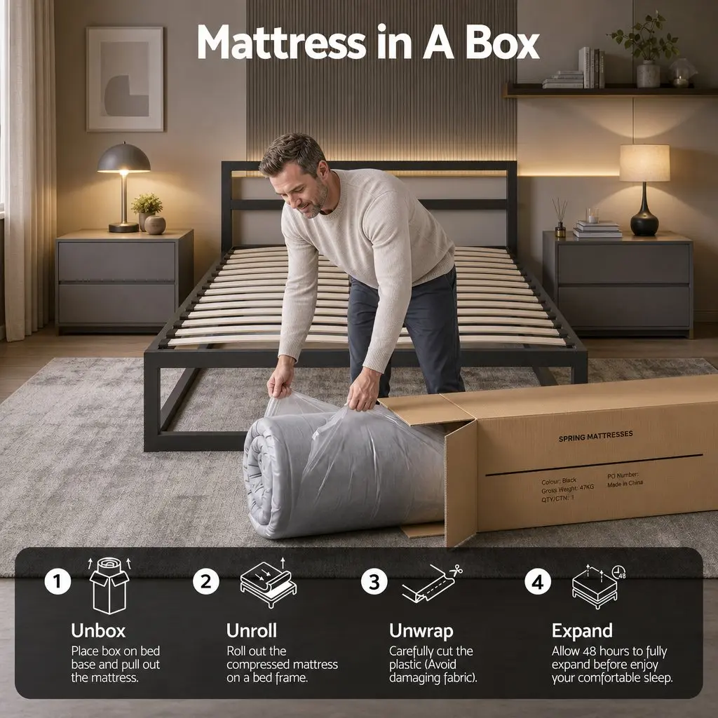 King Single Mattress Firm 30cm Pocket Spring 5-Zone Support Breathable Knitted Fabric