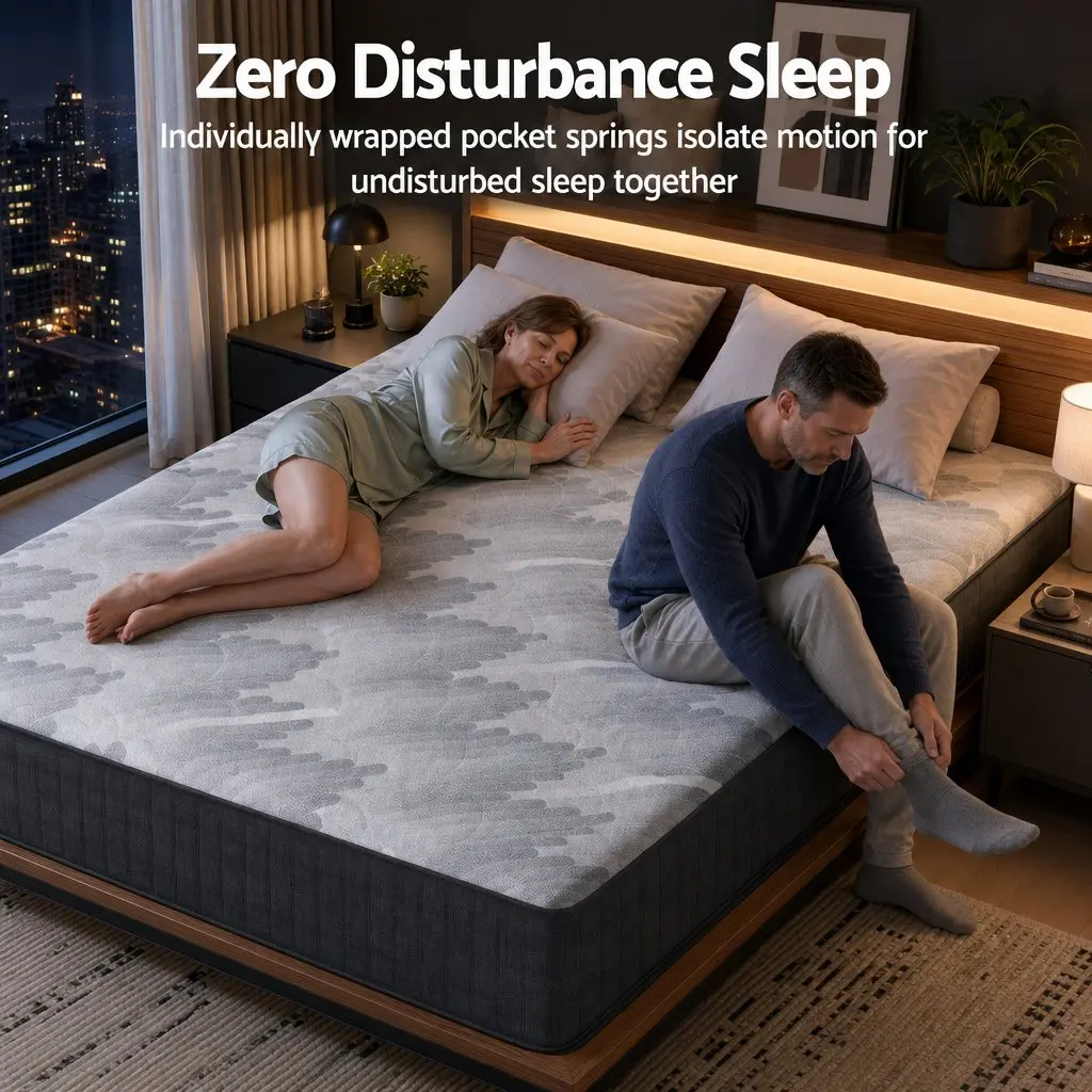 King Size Mattress Firm Comfort 30cm Pocket Spring 5-Zone Support Grey
