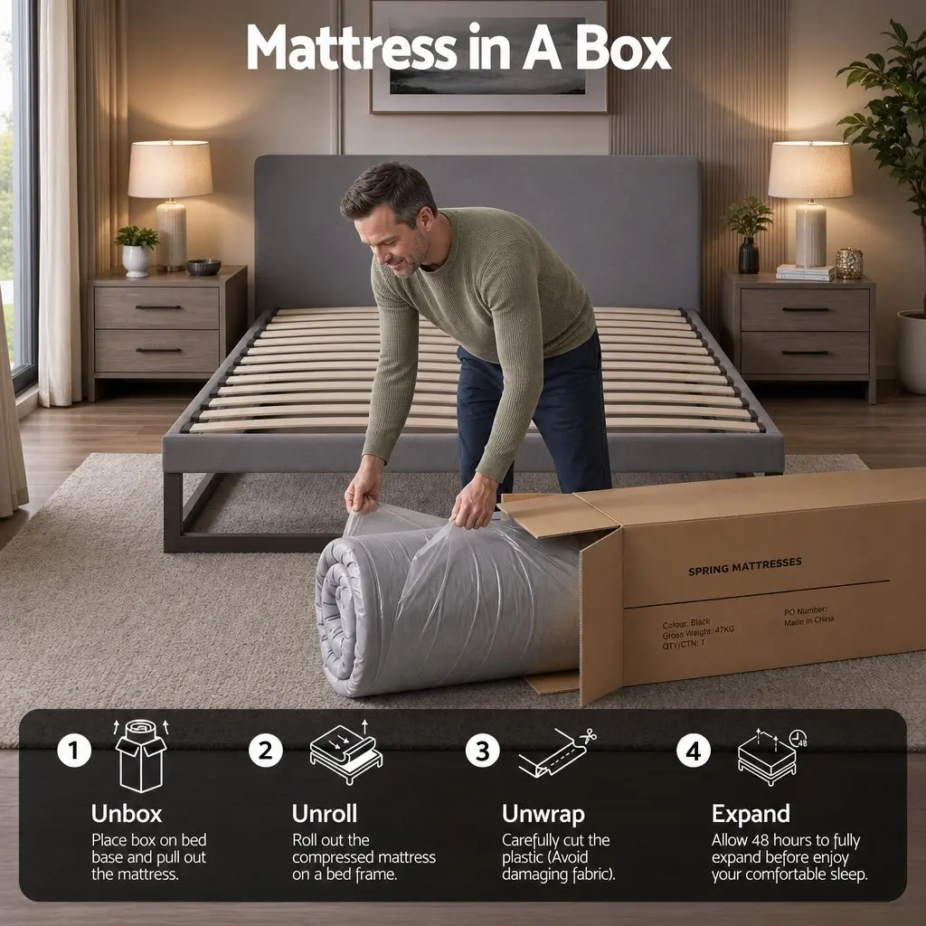 King Size Mattress Firm Comfort 30cm Pocket Spring 5-Zone Support Grey