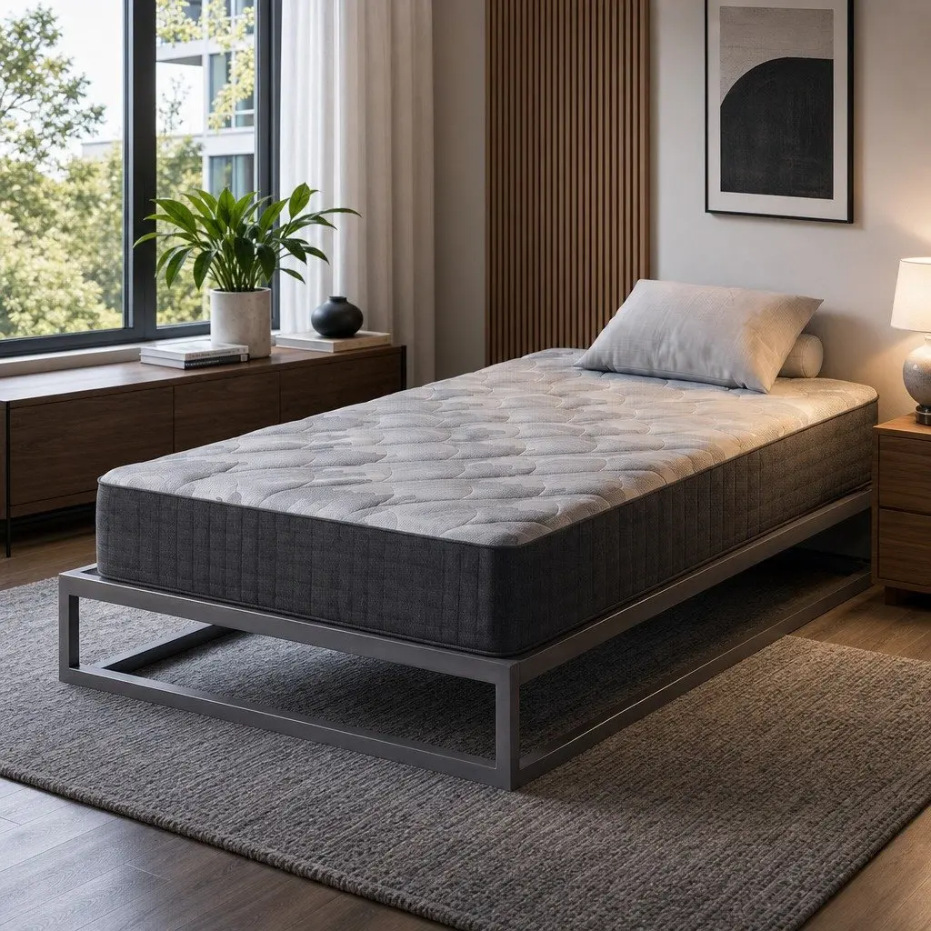 Single Mattress Grey 30cm Pocket Spring Firm 5-Zone Support Breathable Fabric