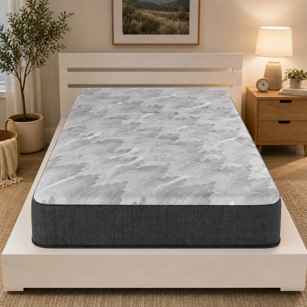 Single Mattress Grey 30cm Pocket Spring Firm 5-Zone Support Breathable Fabric
