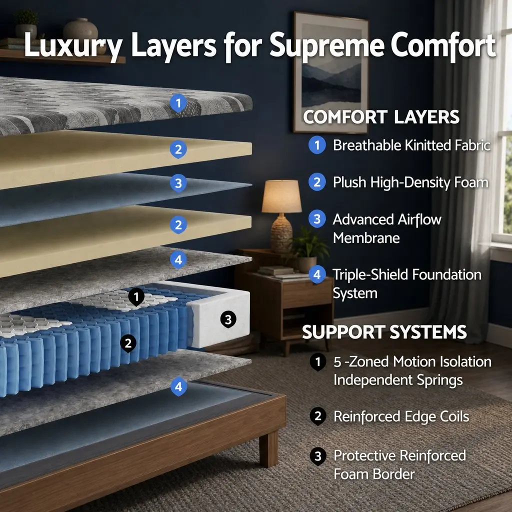 Single Mattress Grey 30cm Pocket Spring Firm 5-Zone Support Breathable Fabric