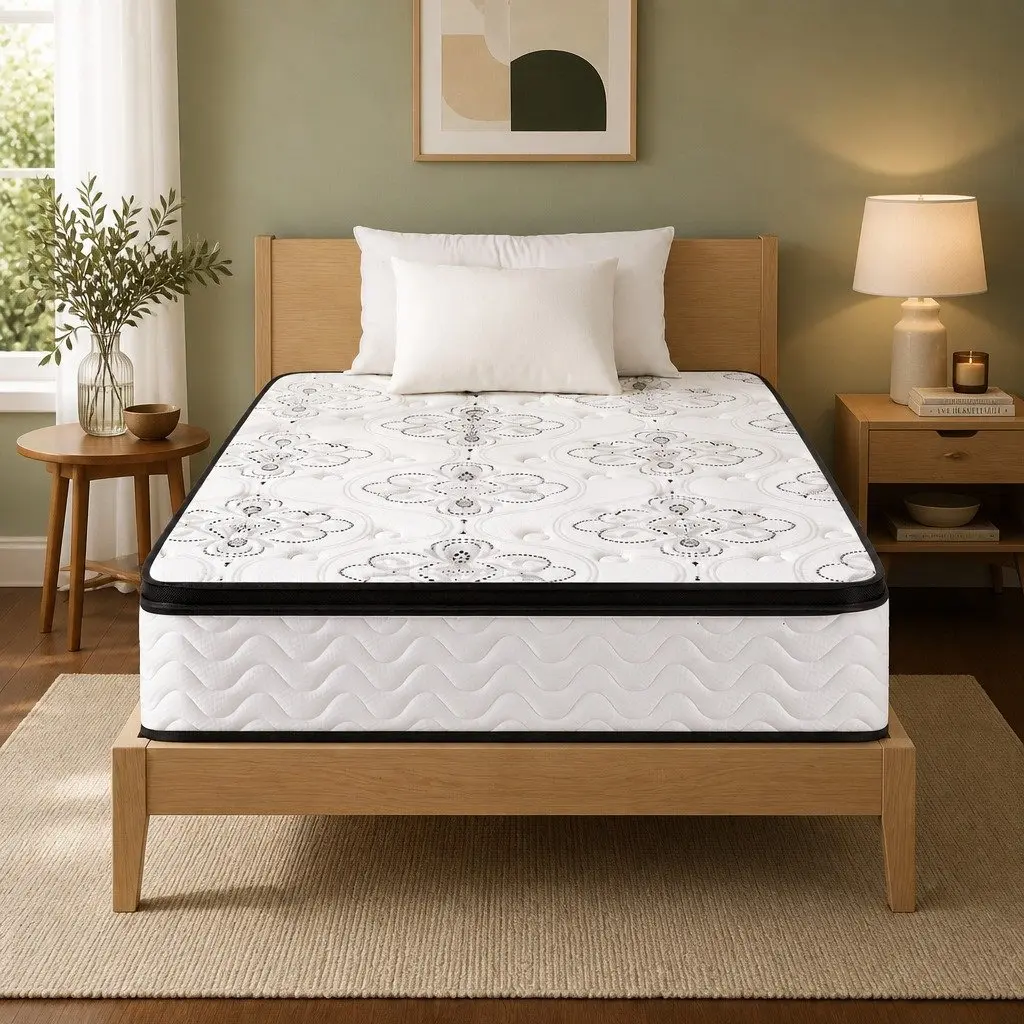 King Single Mattress Euro Top 30cm Pocket Spring Medium Firm Foam Breathable