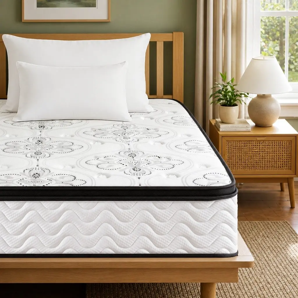 King Single Mattress Euro Top 30cm Pocket Spring Medium Firm Foam Breathable