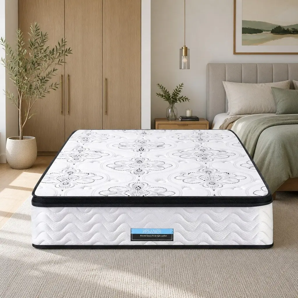 King Single Mattress Euro Top 30cm Pocket Spring Medium Firm Foam Breathable