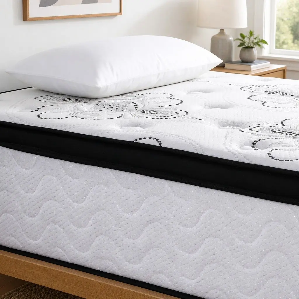 King Single Mattress Euro Top 30cm Pocket Spring Medium Firm Foam Breathable