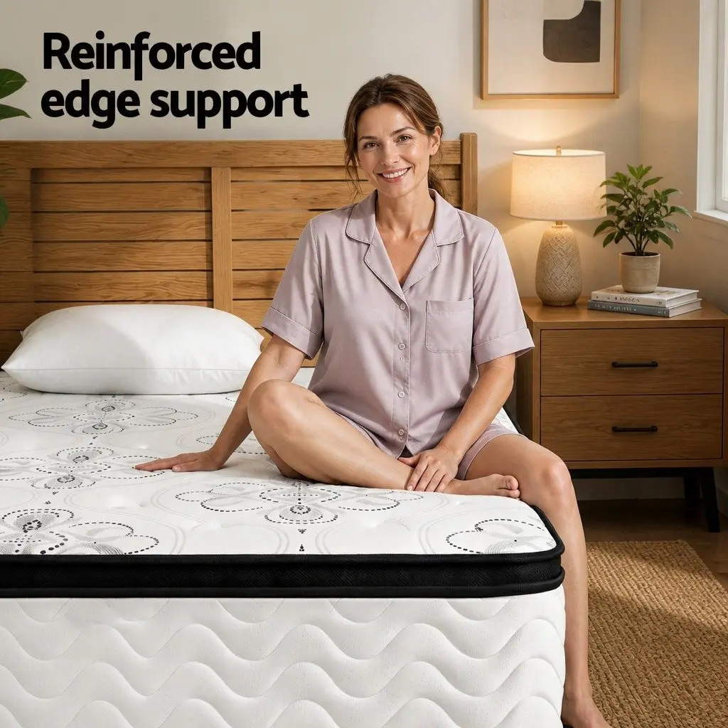 King Single Mattress Euro Top 30cm Pocket Spring Medium Firm Foam Breathable