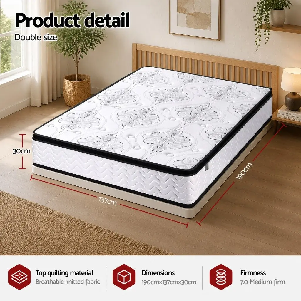 Double Mattress with 30cm Pocket Spring Euro Top
