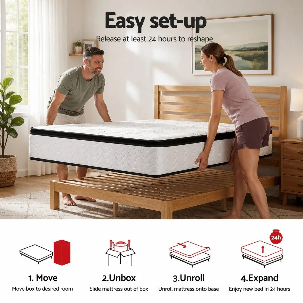King Size Mattress Euro Top 30cm Pocket Spring Medium Firm Foam