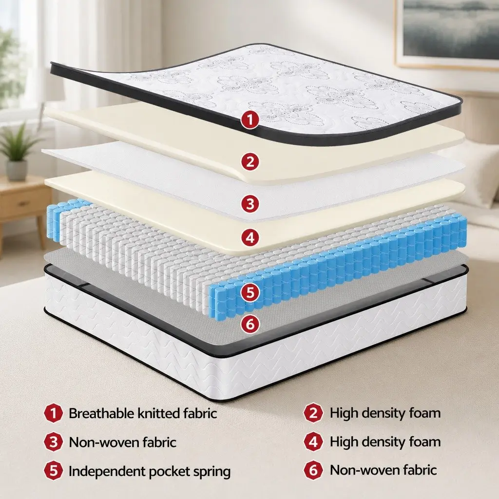 King Size Mattress Euro Top 30cm Pocket Spring Medium Firm Foam