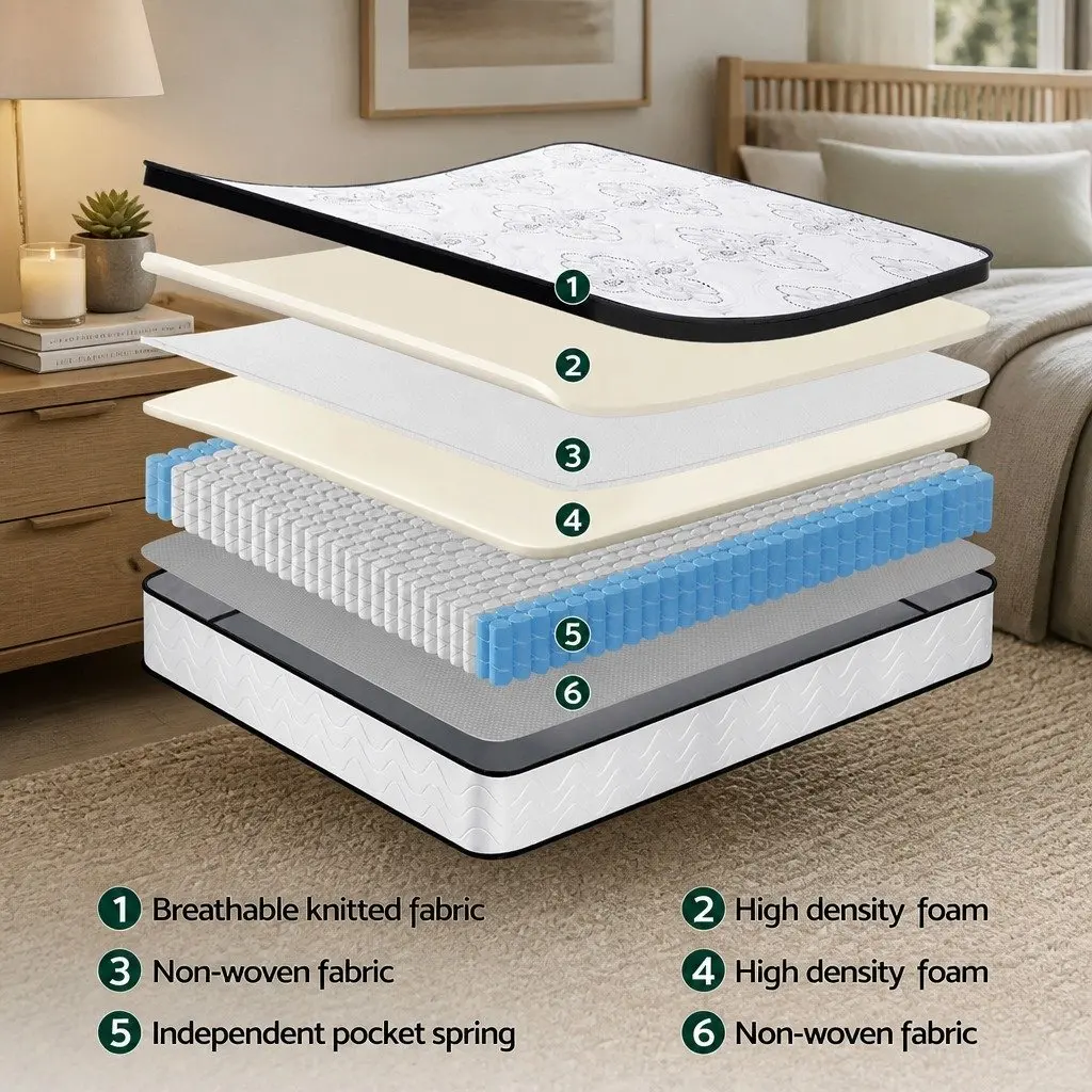 Single Mattress with 30cm Pocket Springs and Euro Top
