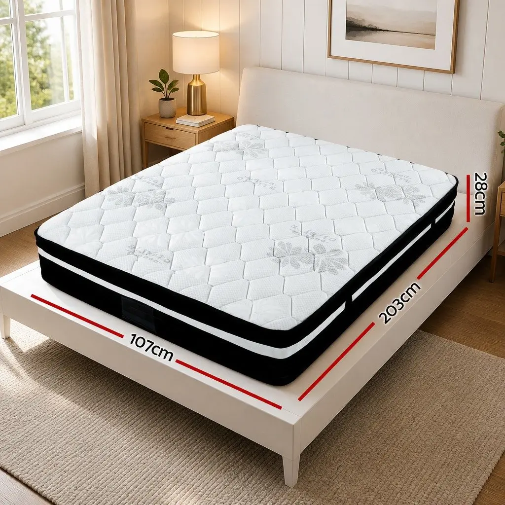 King Single Mattress Extra Firm 28cm Hypoallergenic Pocket Spring Support Belgium Knitted Fabric