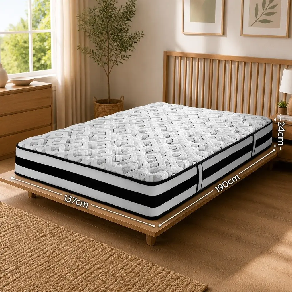 Grey Double Mattress 24cm Ultra Firm with Pocket Springs