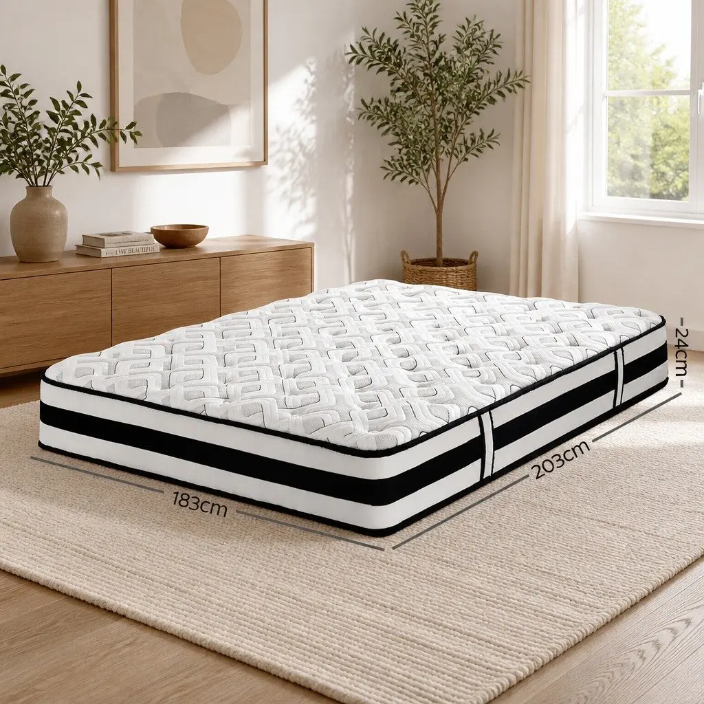King Mattress Ultra Firm Pocket Spring Support 24cm Grey High Density Foam