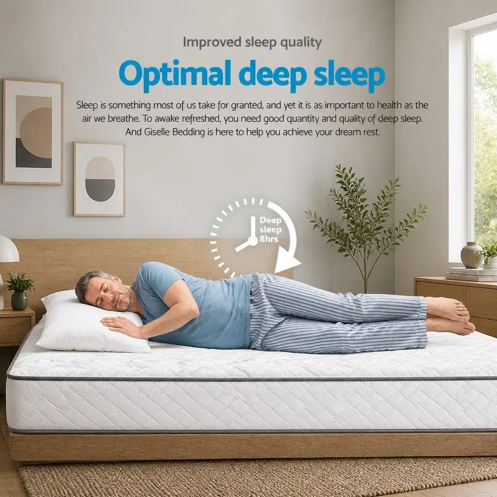 Queen Mattress Ultra Firm Tight Top 24cm Pocket Spring Grey High Density Foam